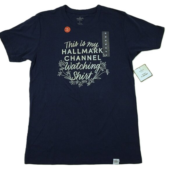 NWT Hallmark Movie Watching Shirt t-shirt Medium Blue Hallmark Christmas Movie M - Picture 1 of 8